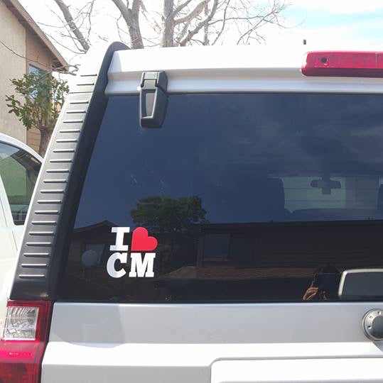 I Heart CM, Die Cut, Sticker, Jeep, Window, Red, White, Vinyl
